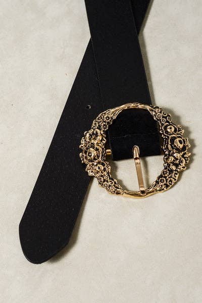 Floral Etched Buckle Belts