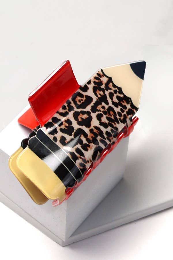 JUMBO FUN SCHOOL PENCIL HAIR CLAW CLIPS