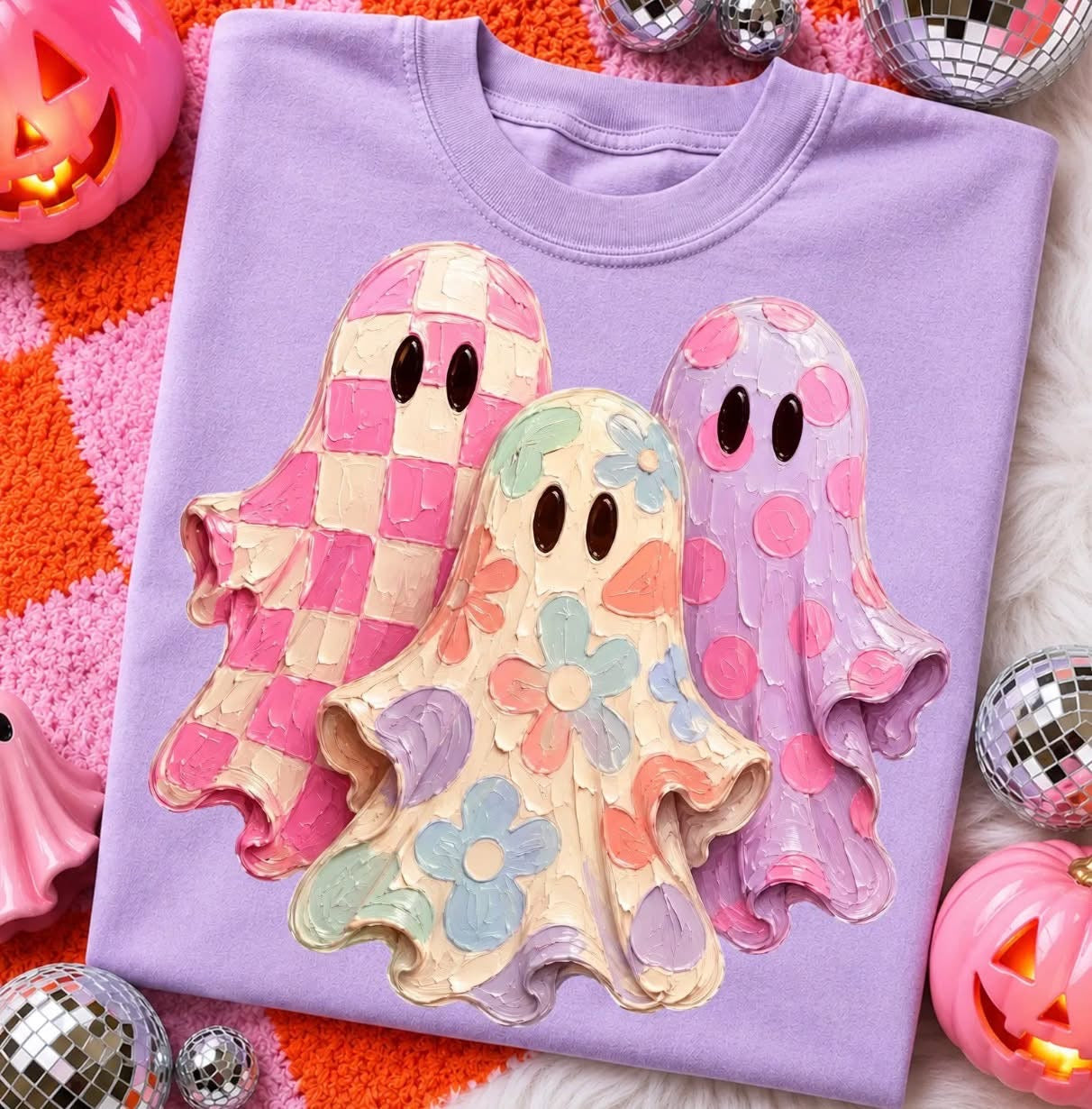 Painted Pastel Ghost Trio Graphic mockup