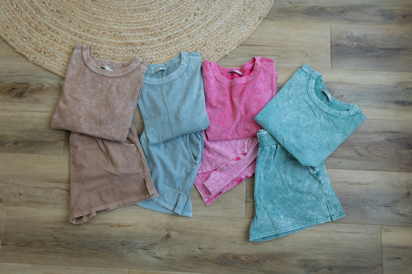 Halo Snow Washed Tee & Shorts Set – Short Sleeve Lounge Set for Women