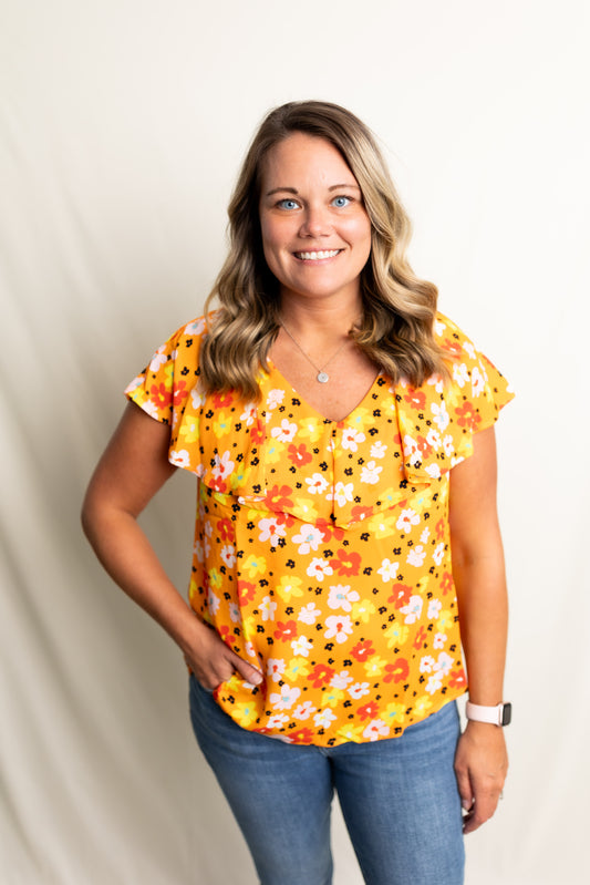 Orange Floral Top