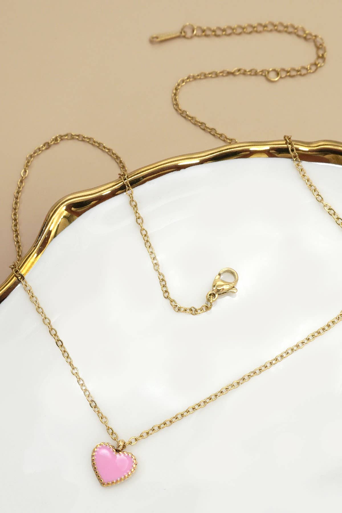 18K Stainless Steel Tarnish Free Heart Necklace