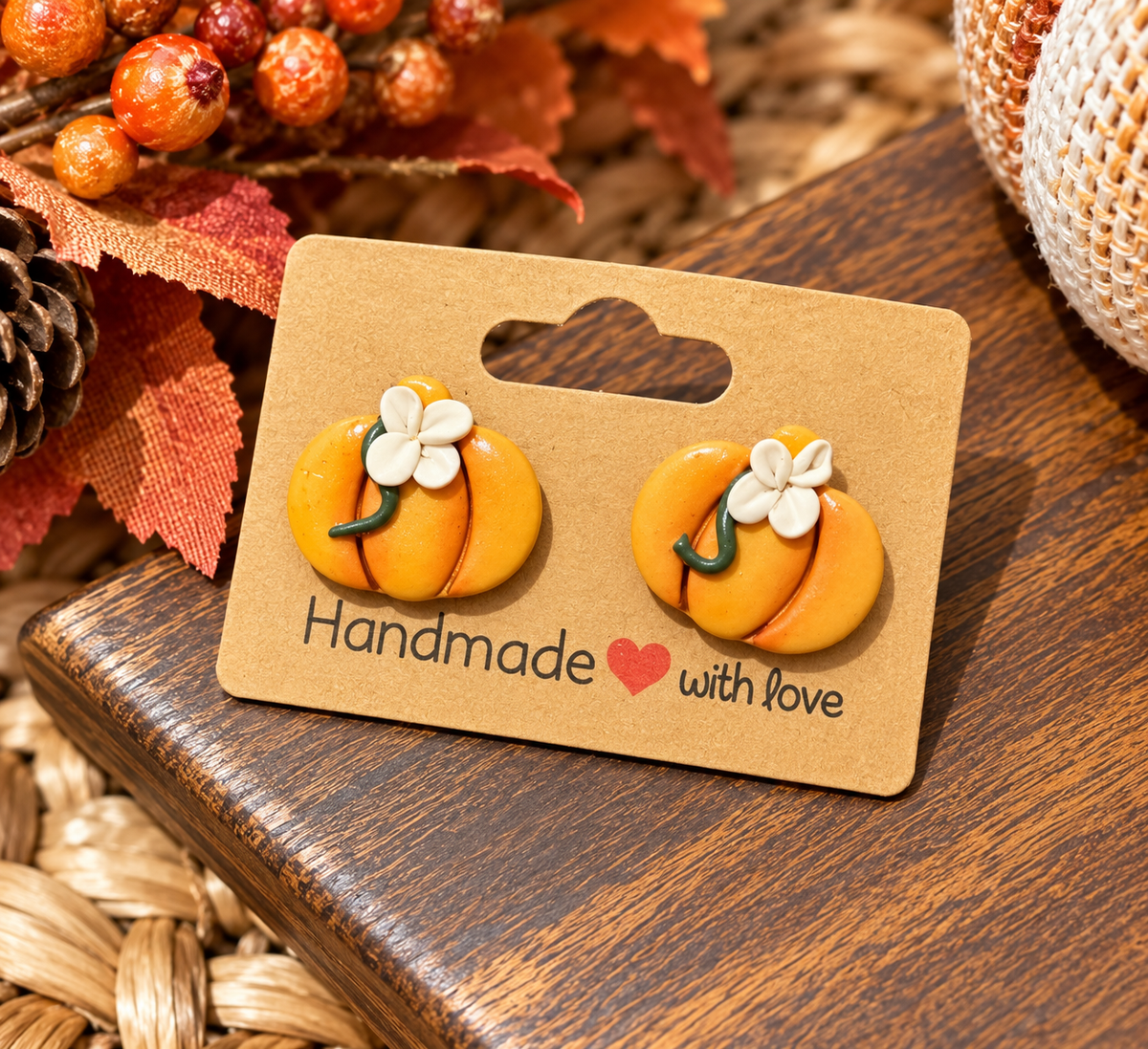Blooming Pumpkin Clay Stud Earrings