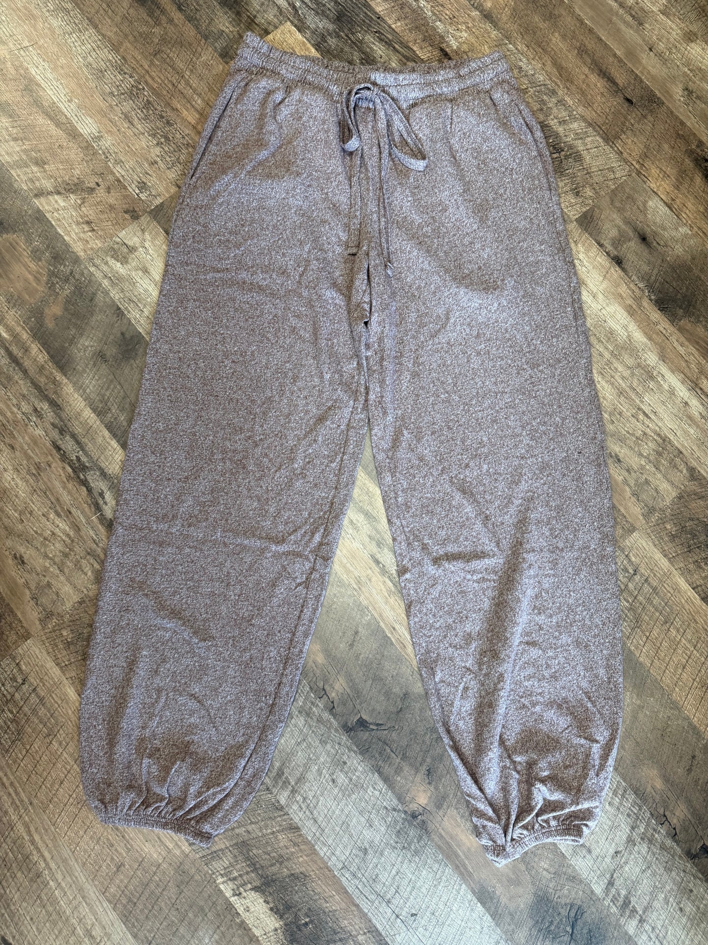 CloudSoft Melange Hacci Tie-Front Joggers – Cozy Everyday Fit