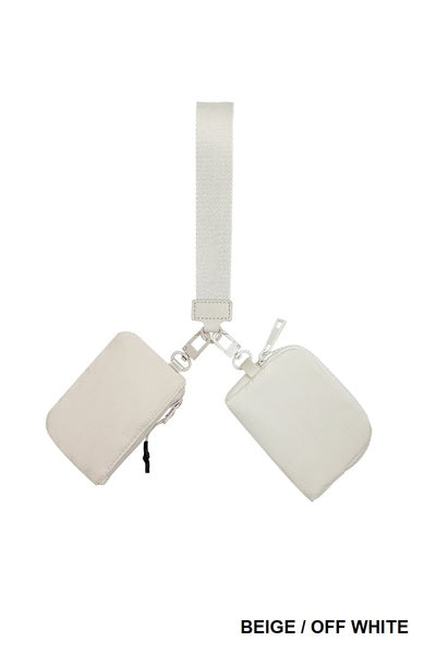 Dual Pouch Wristlet Keychain Wallet – Compact Zip Coin Purse & Card Holder