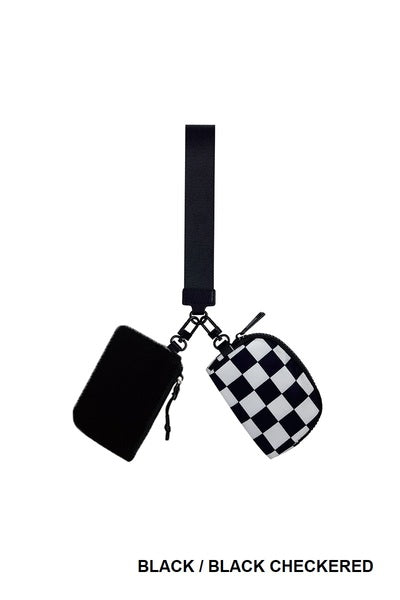 Dual Pouch Wristlet Keychain Wallet – Compact Zip Coin Purse & Card Holder