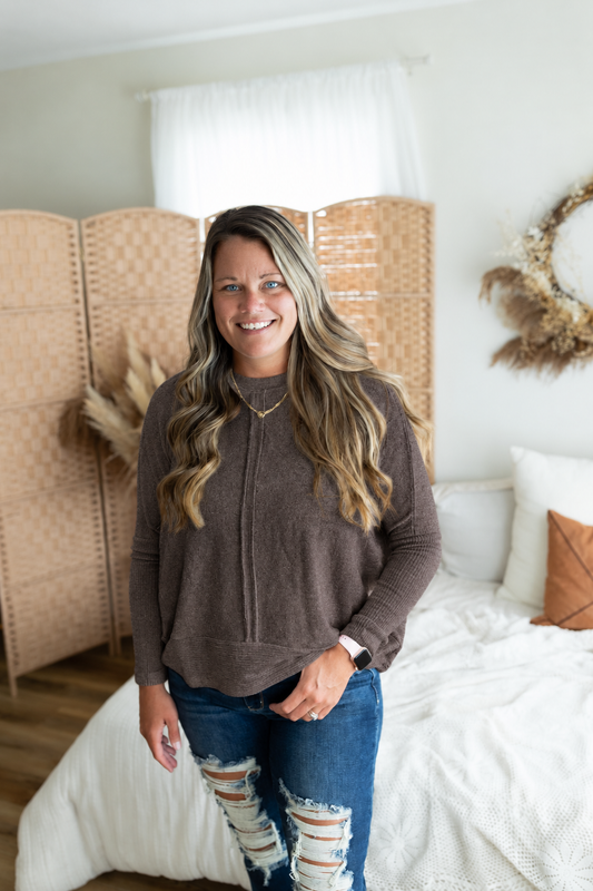 Chocolate Brushed Melange Hacci Oversized Sweater