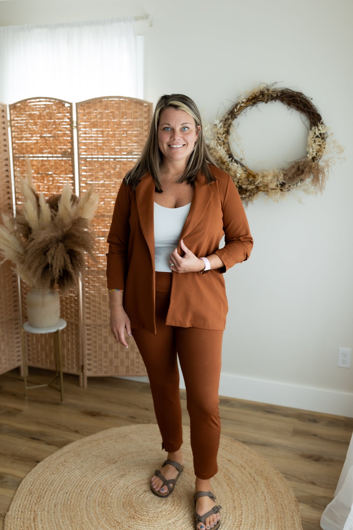 Magic 3/4 Ponte Knit Blazer in Rust