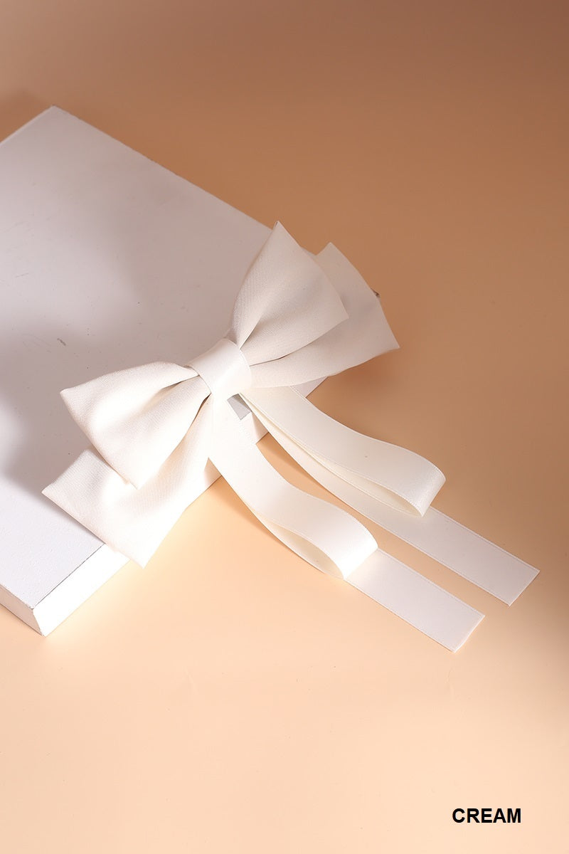 Silk & Satin Bowtie Ribbon Barrette – Elegant Hair Clip for Women