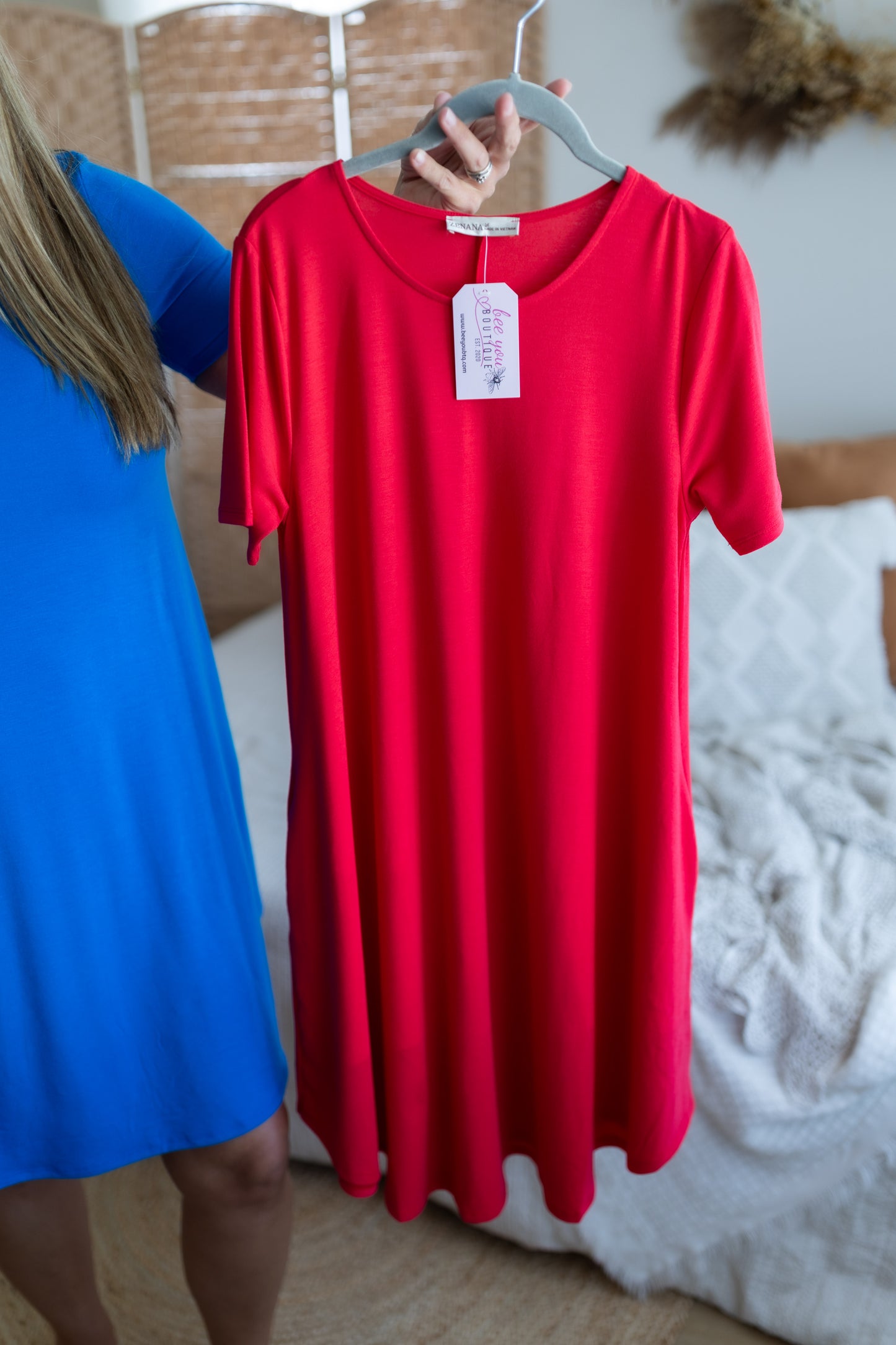 Short Sleeve A Line Dress with Round Hem and Pockets | Casual Flowy Everyday Dress