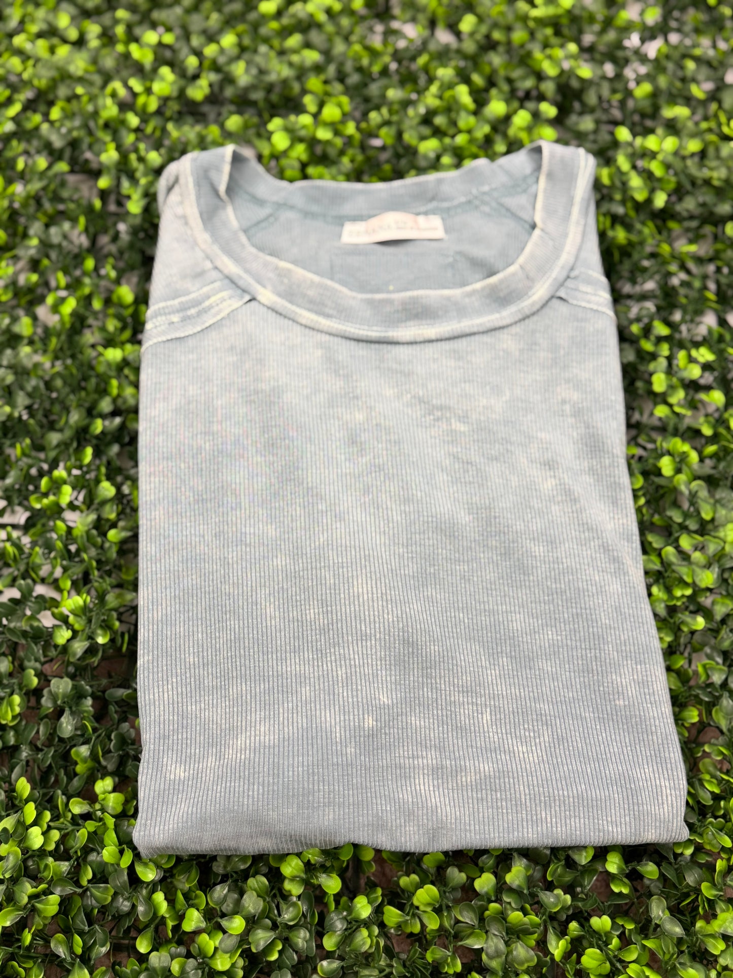 Acid Wash Ribbed Top