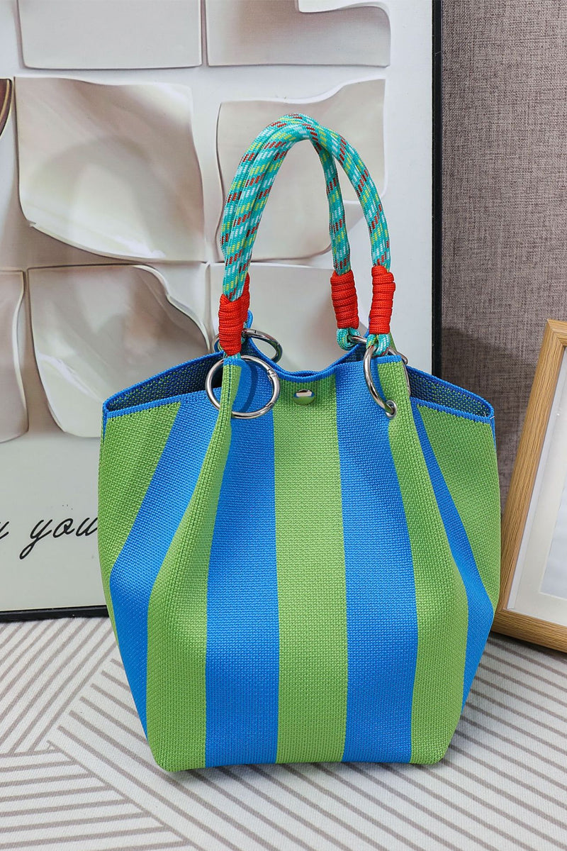 Geometric Knitted Bucket Tote Bag | Lightweight Everyday Knit Handbag