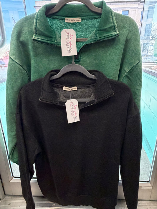 Vintage Acid Wash Half Zip Pullover – Cozy Fleece Essentials