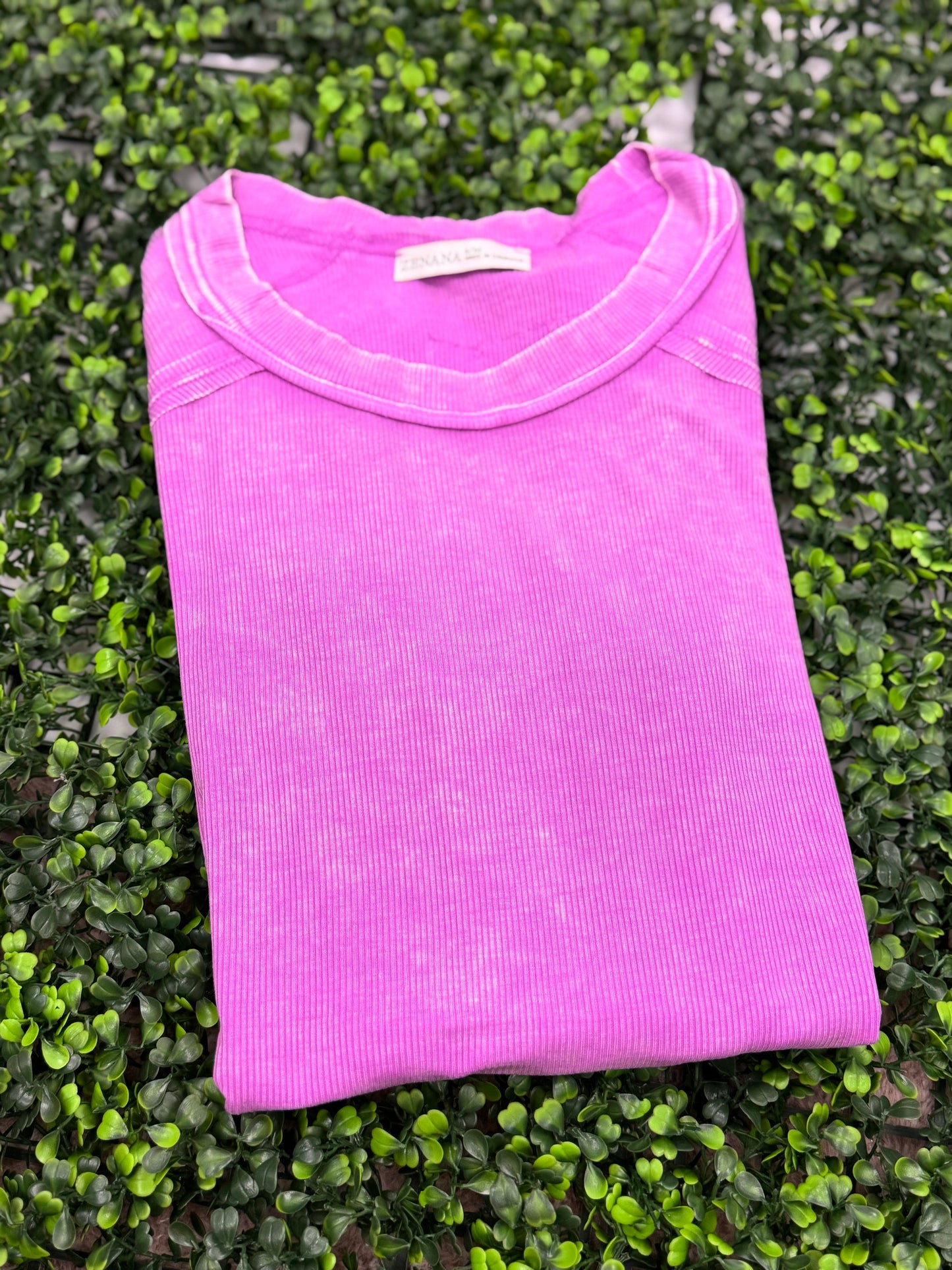 Acid Wash Ribbed Top