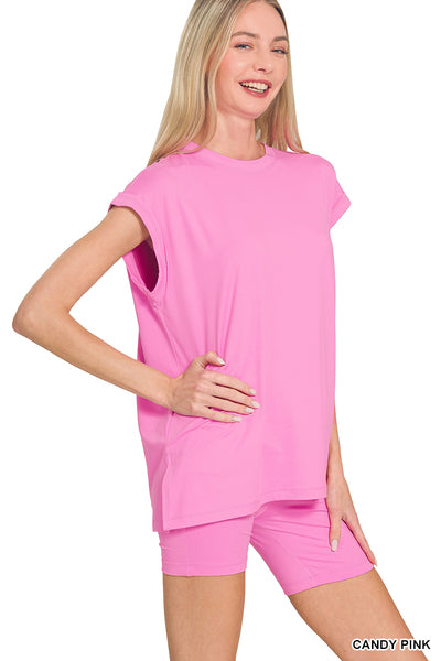 Brushed Microfiber Sleeveless Top & Biker Shorts Set | Ultra Soft Lounge Set (Multiple Colors)