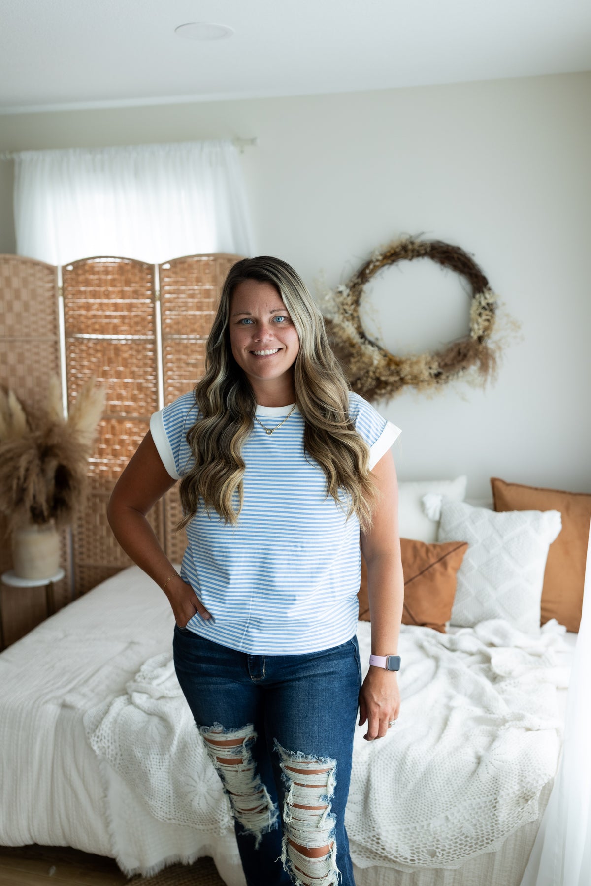 Super Soft Striped Short Sleeve Top