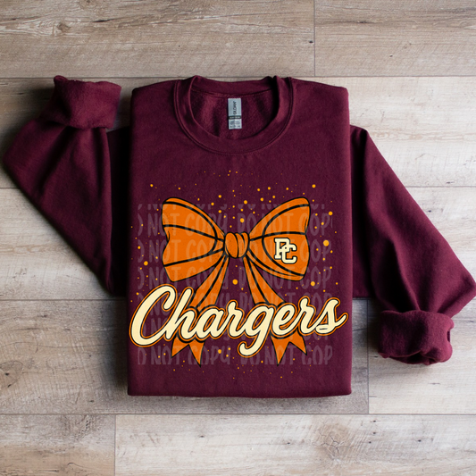 PC Chargers Graphic Tee with Big Bow | Cute School Spirit Shirt