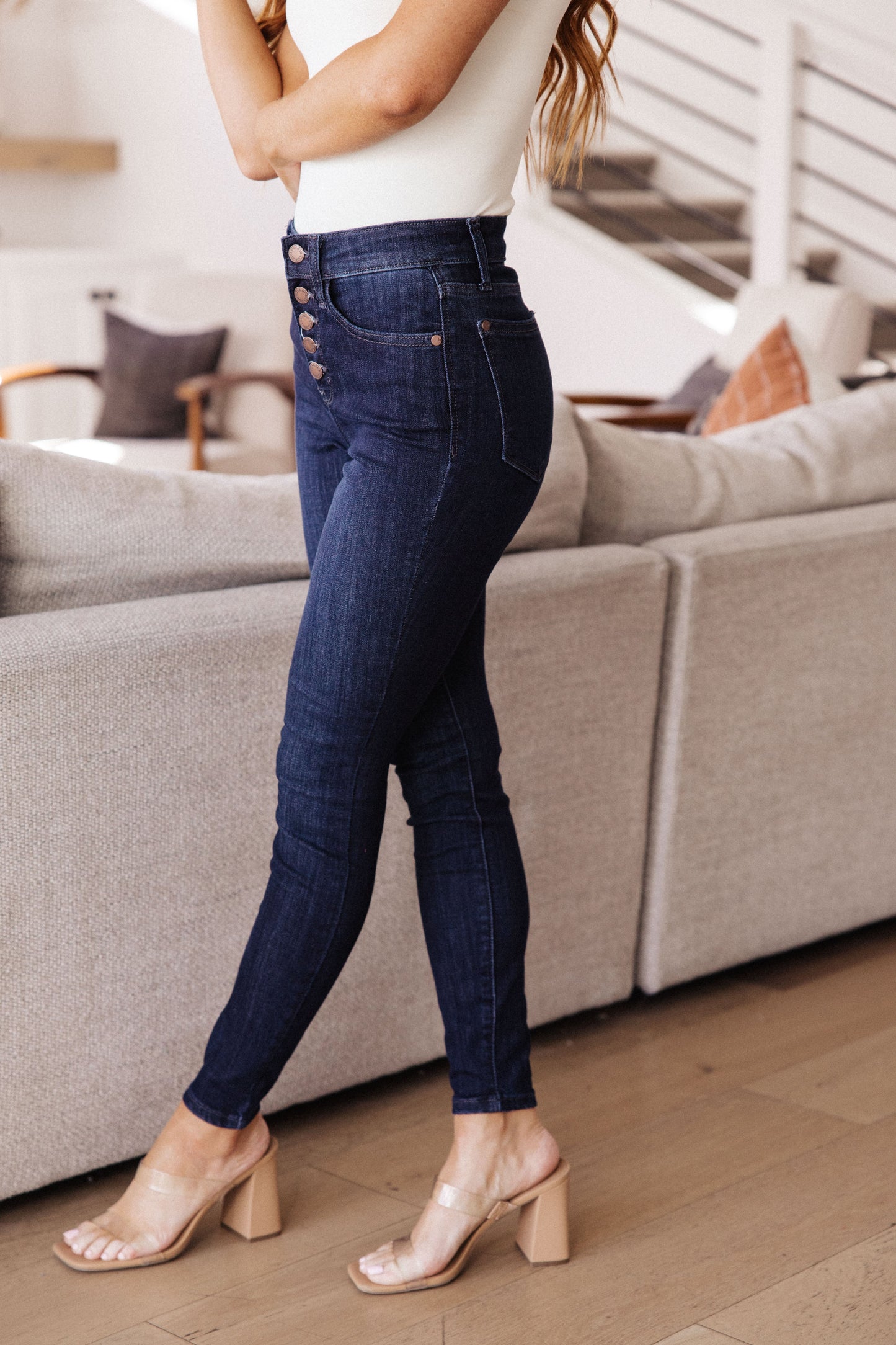 Judy Blue High Rise Hand Sanded Resin Skinny Jeans