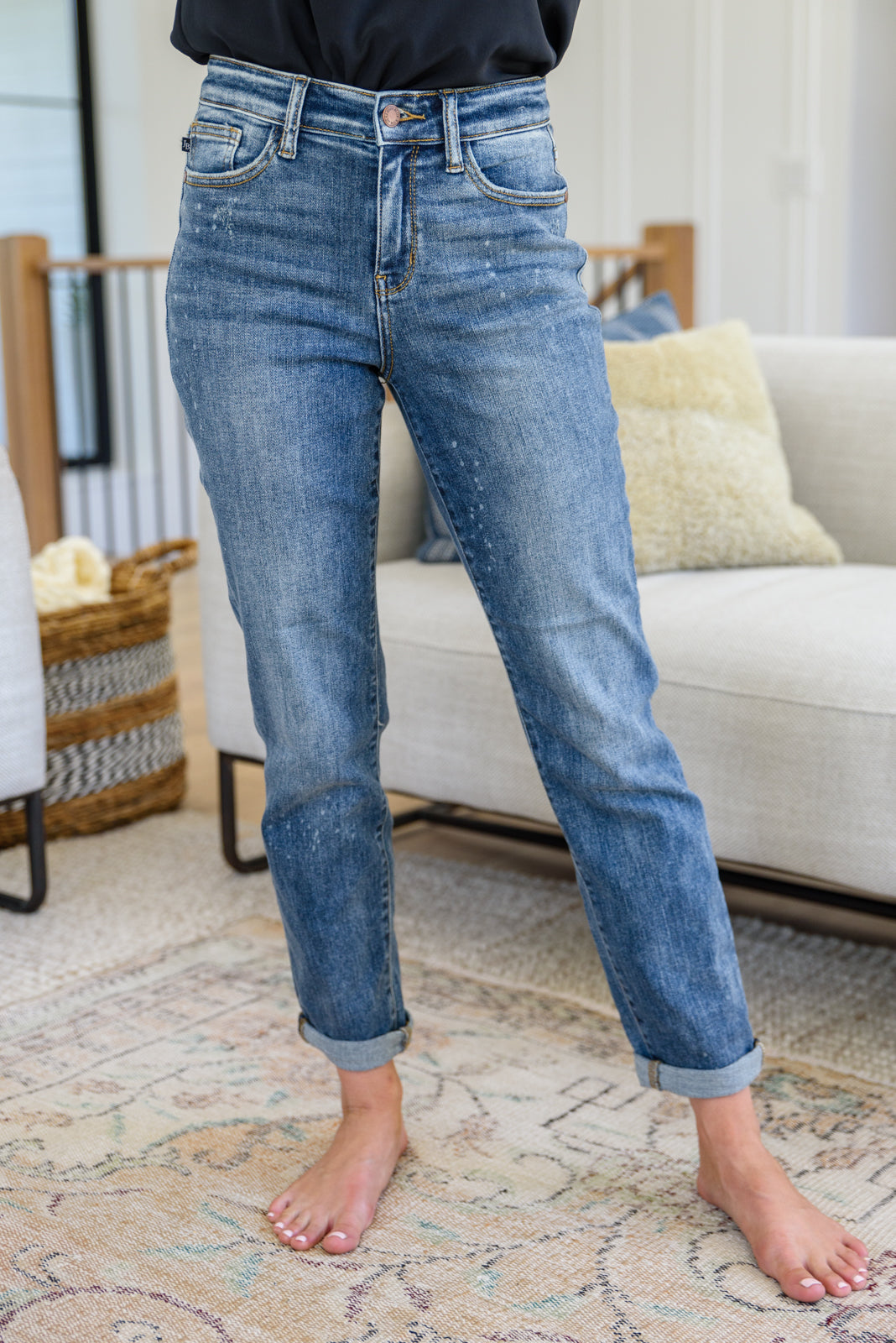 Judy Blue High Rise Bleach Splash Boyfriend Jeans