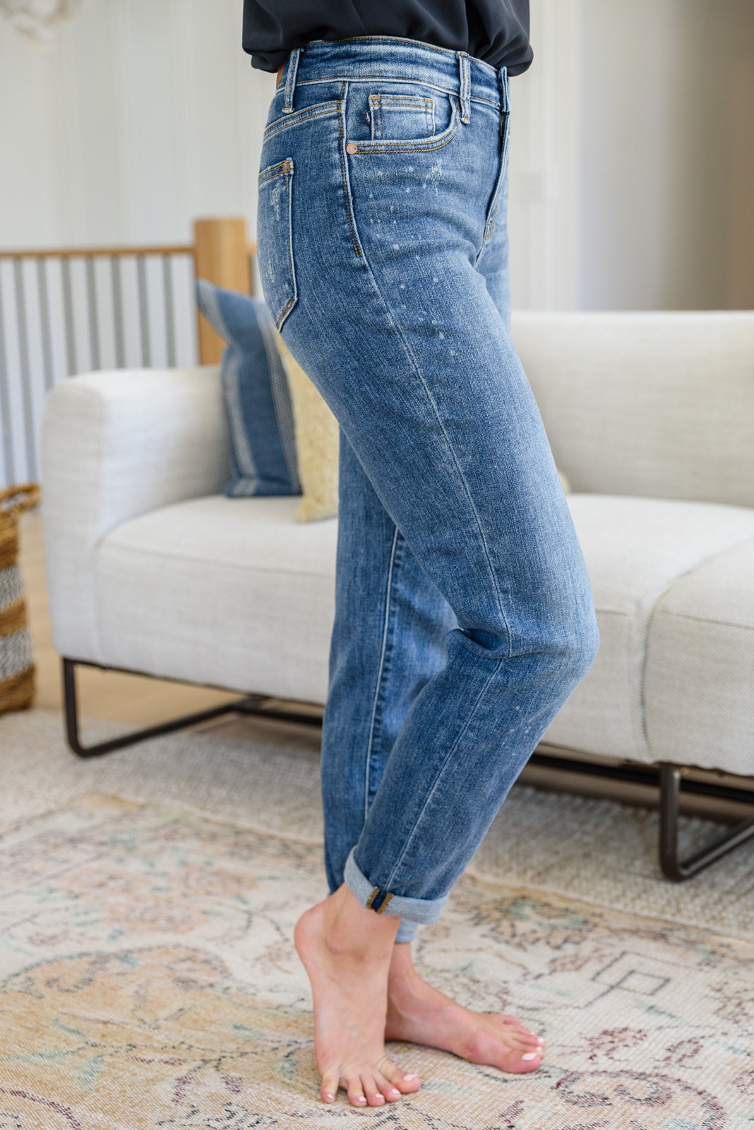 Judy Blue High Rise Bleach Splash Boyfriend Jeans