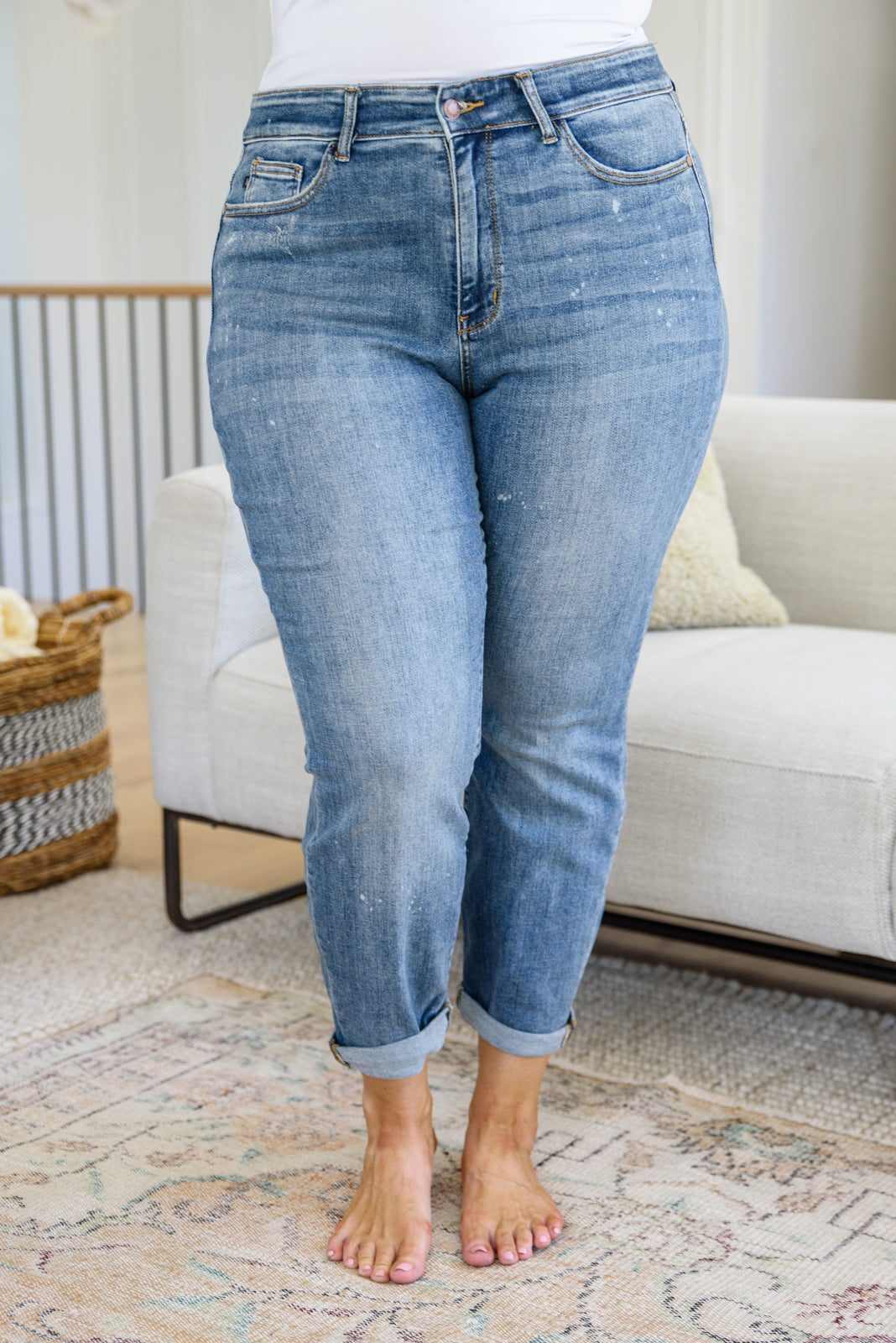 Judy Blue High Rise Bleach Splash Boyfriend Jeans