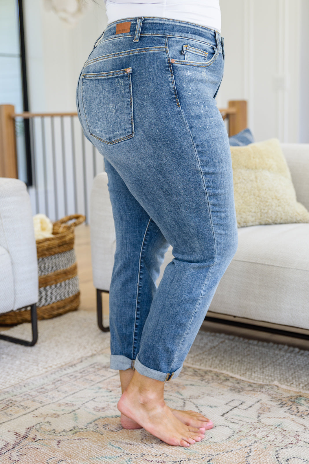 Judy Blue High Rise Bleach Splash Boyfriend Jeans