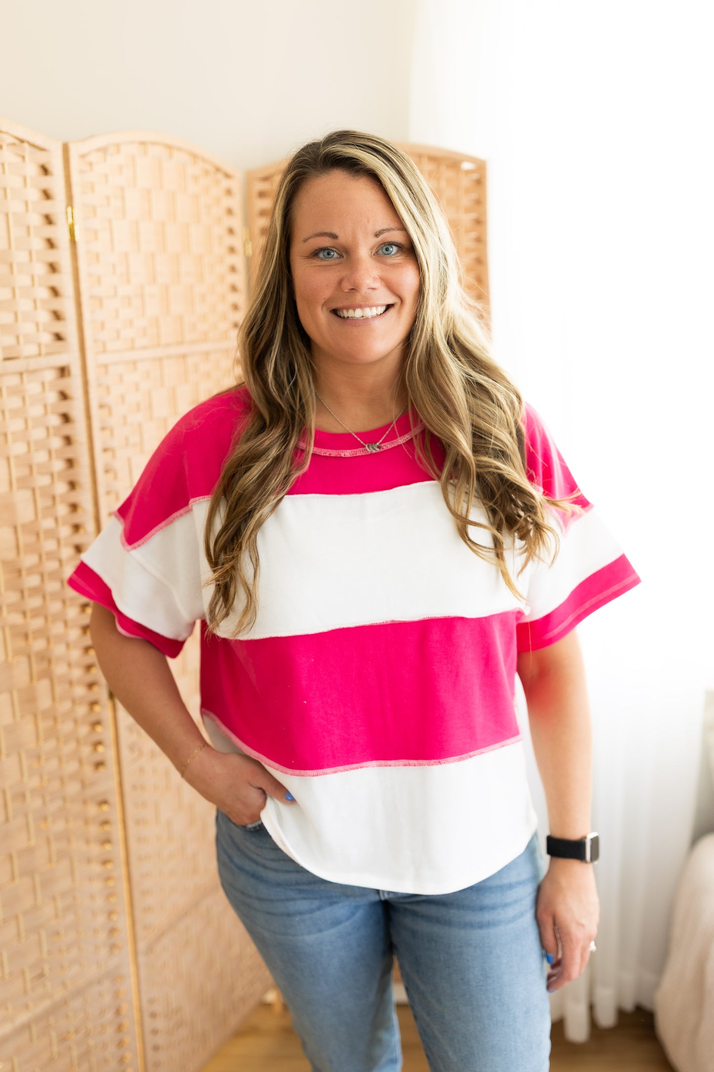 French Terry Color Block Exposed Seam Top - In 3 Colors