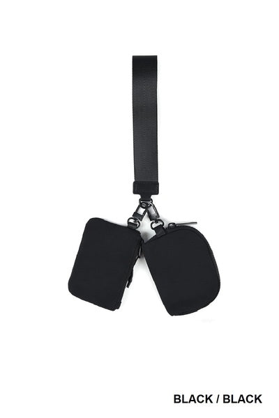 Dual Pouch Wristlet Keychain Wallet – Compact Zip Coin Purse & Card Holder