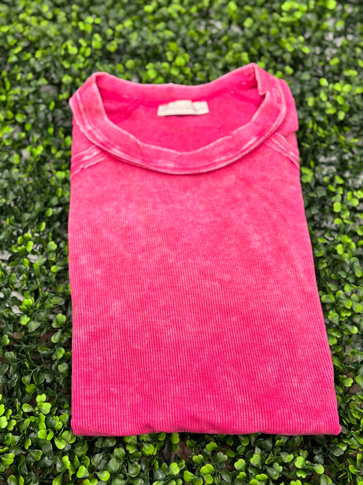 Acid Wash Ribbed Top