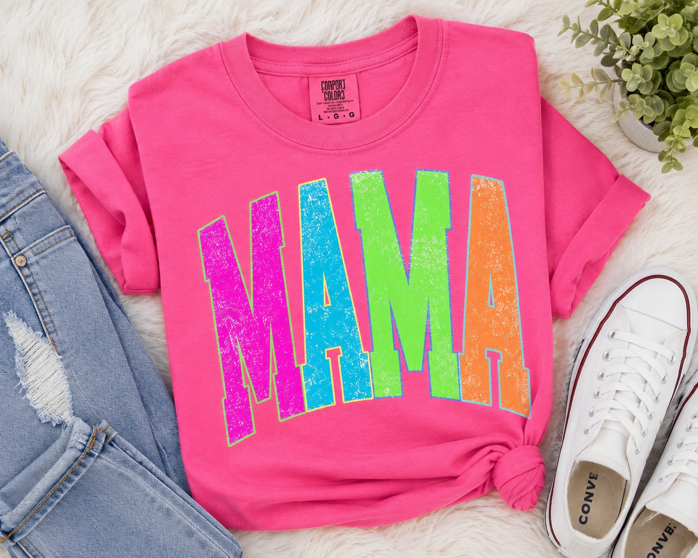 Neon Distressed Mama Graphic mockup