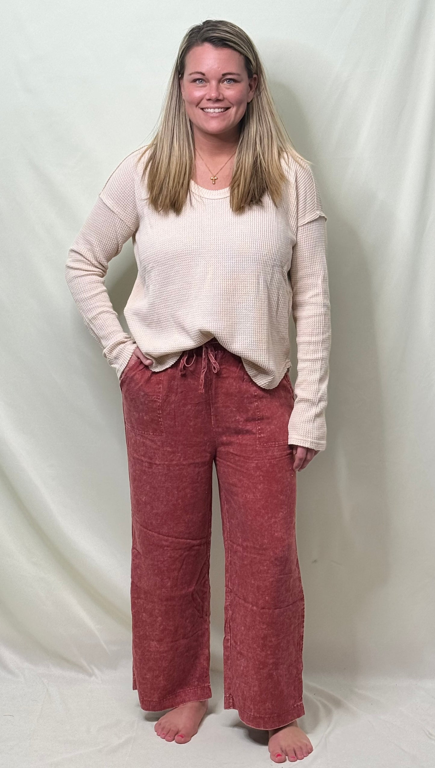 Acid Wash Linen Pants (Two Colors)