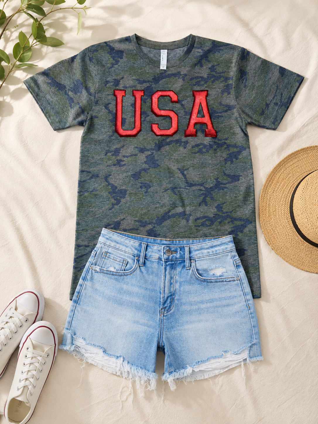 Patriotic USA Puff Graphic Tee | Camo USA Shirt for Summer & Fourth of July