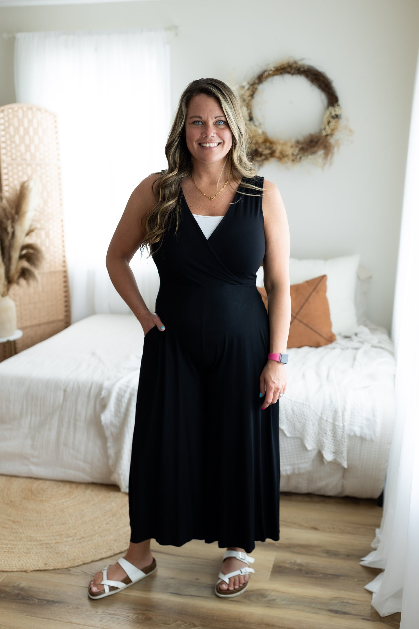 Sleeveless Surplice Neckline Jumpsuit | Flattering Wrap Style One Piece Outfit