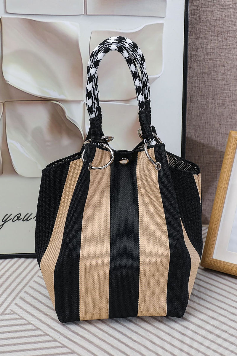 Geometric Knitted Bucket Tote Bag | Lightweight Everyday Knit Handbag