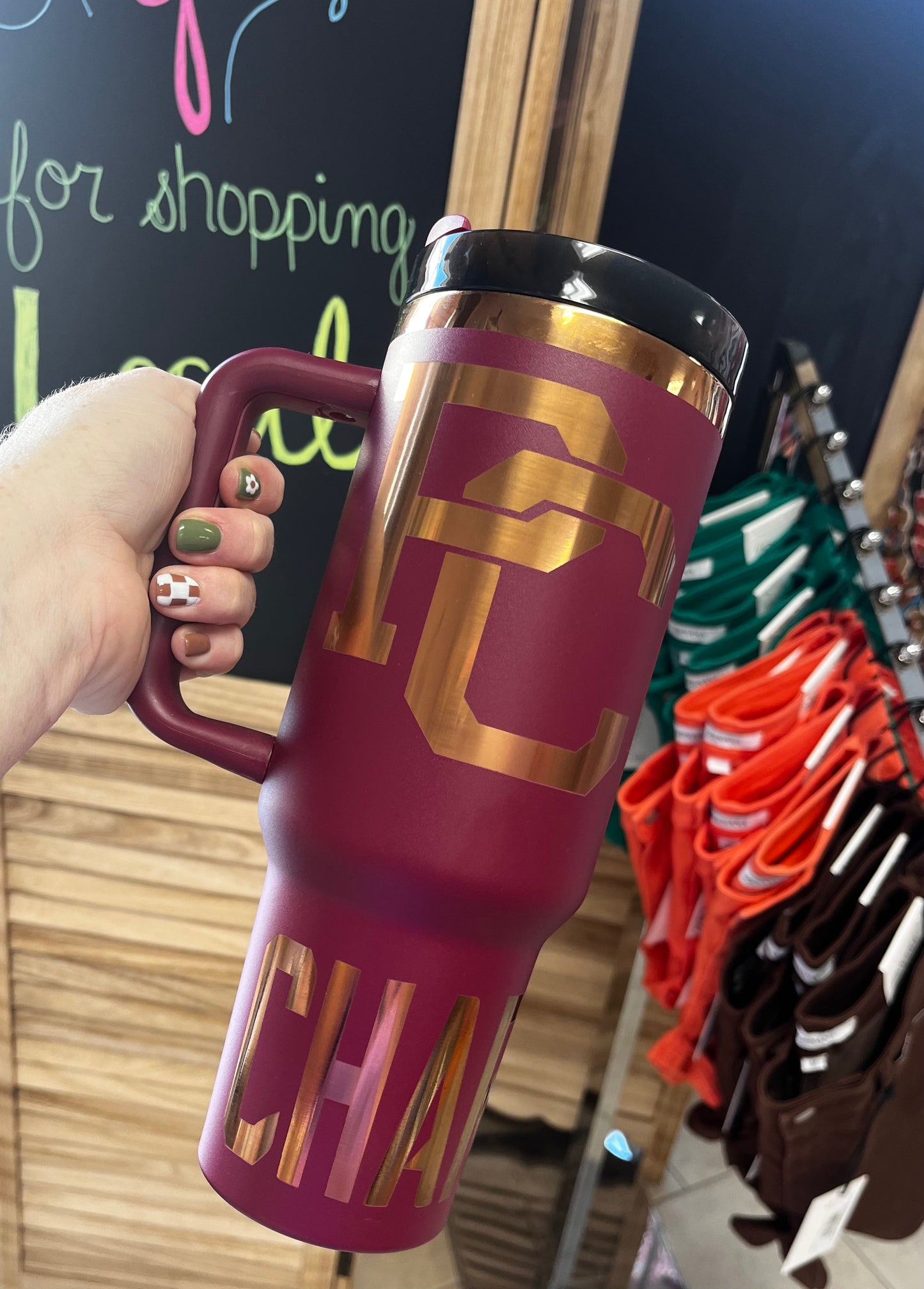 40 oz PC Chargers Tumbler with Straw – Stainless Steel Insulated Travel Cup