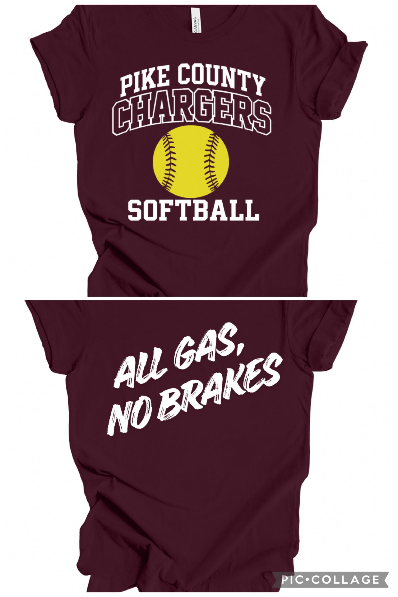 10U Pike County Chargers Softball Shirt – All Gas No Brakes Graphic
