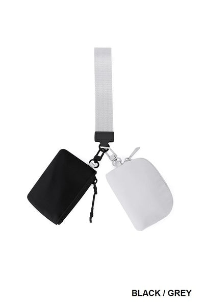 Dual Pouch Wristlet Keychain Wallet – Compact Zip Coin Purse & Card Holder