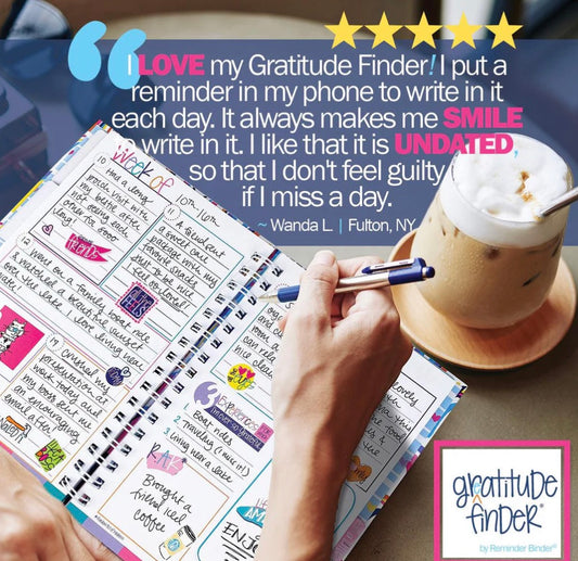 Gratitude Finder® Journal – Weekly Non-Dated Planner with Stickers & Reflection Tabs