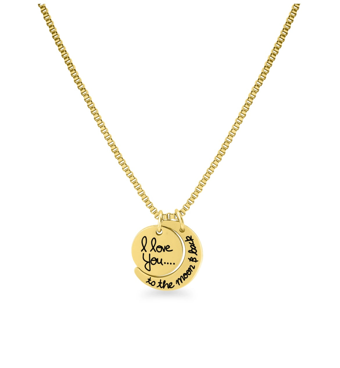 Gold "I Love You To The Moon and Back" Stainless Steel Necklace