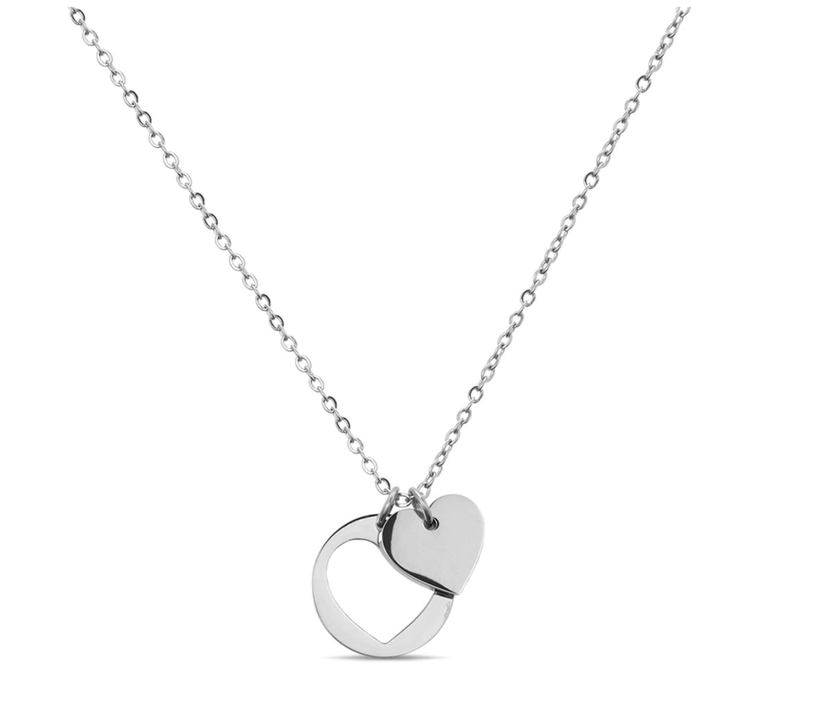 Stainless Steel Heart Cutout Necklace with 2" Extension