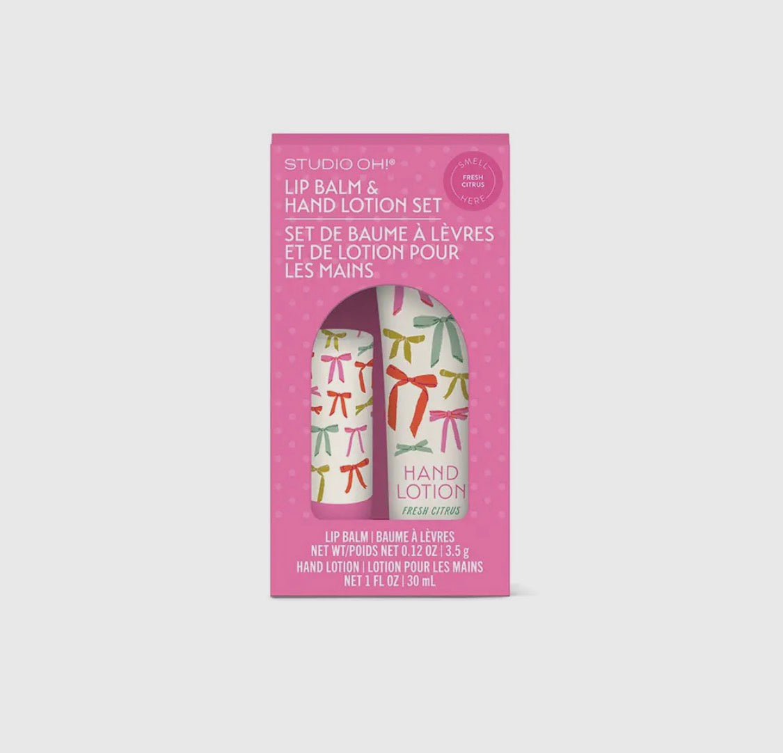 Studio Oh! Lip Balm & Hand Lotion Set – Put a Bow On It
