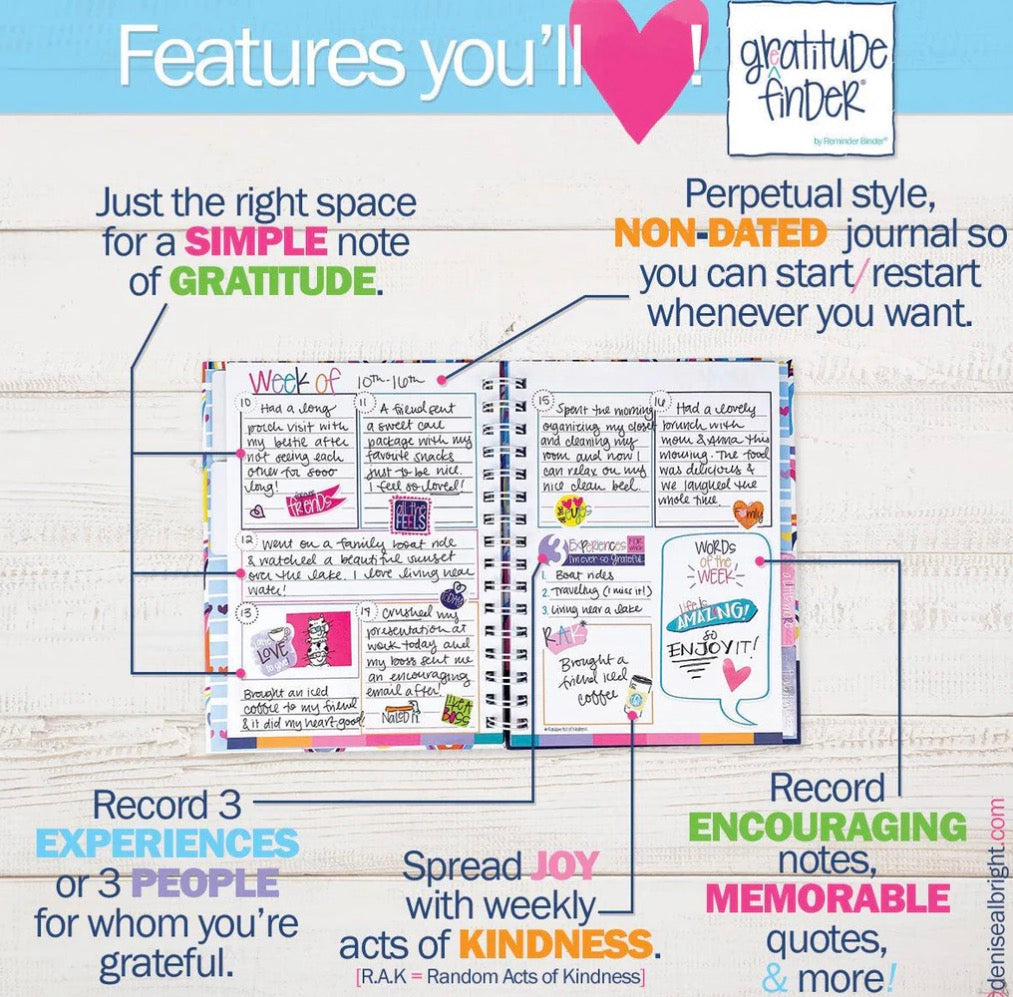 Gratitude Finder® Journal – Weekly Non-Dated Planner with Stickers & Reflection Tabs