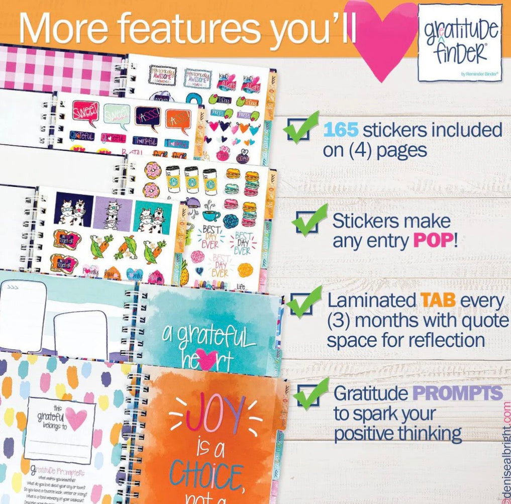 Gratitude Finder® Journal – Weekly Non-Dated Planner with Stickers & Reflection Tabs
