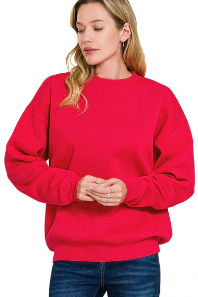 Classic Fleece Crewneck Pullover – Brown & Ruby