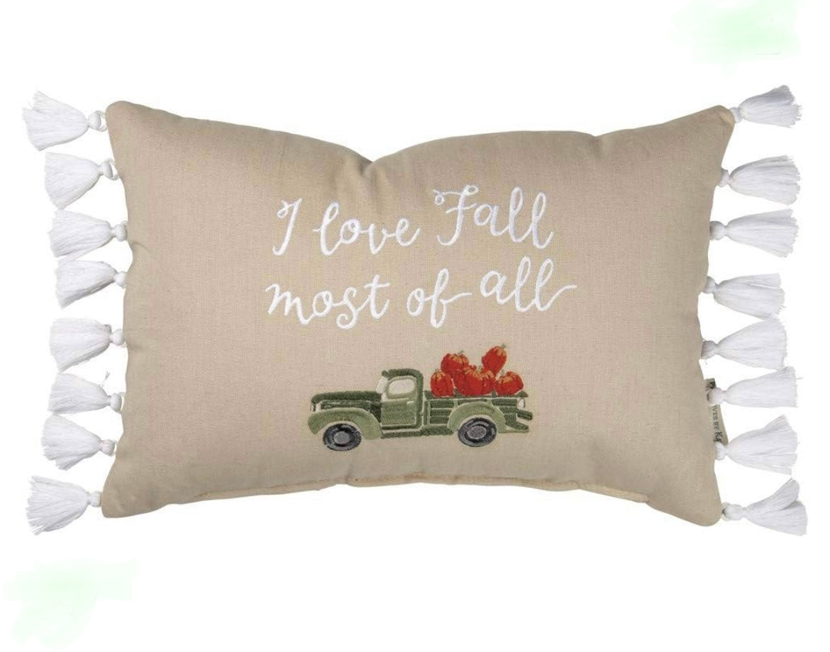 I Love Fall Most of All Stitch Throw Pillow