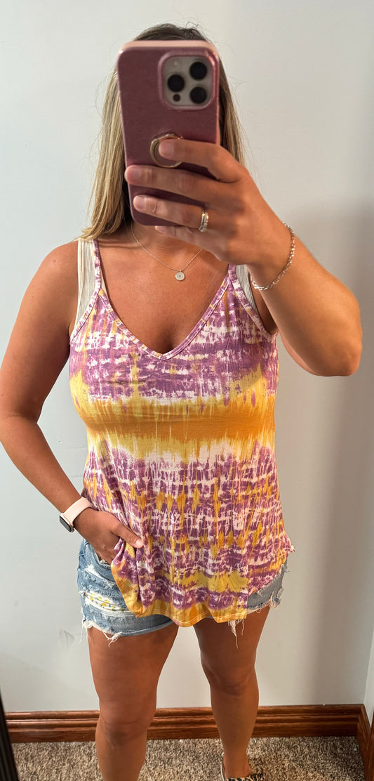 Lilac/Yellow Tie Dye Reversible Tank