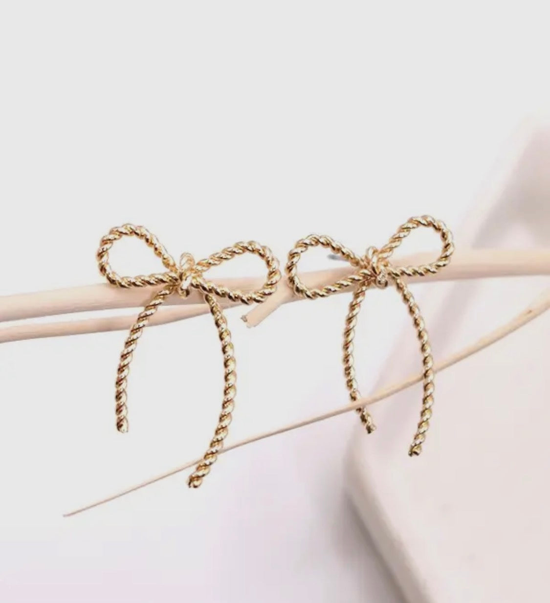 Rope Bow Knot Stud Earrings in Gold or Silver
