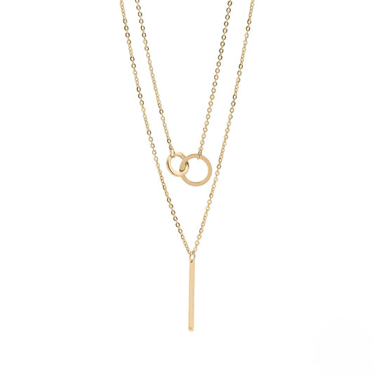 18K Gold PVD Stainless Steel 3 Row Layered Chain Necklace