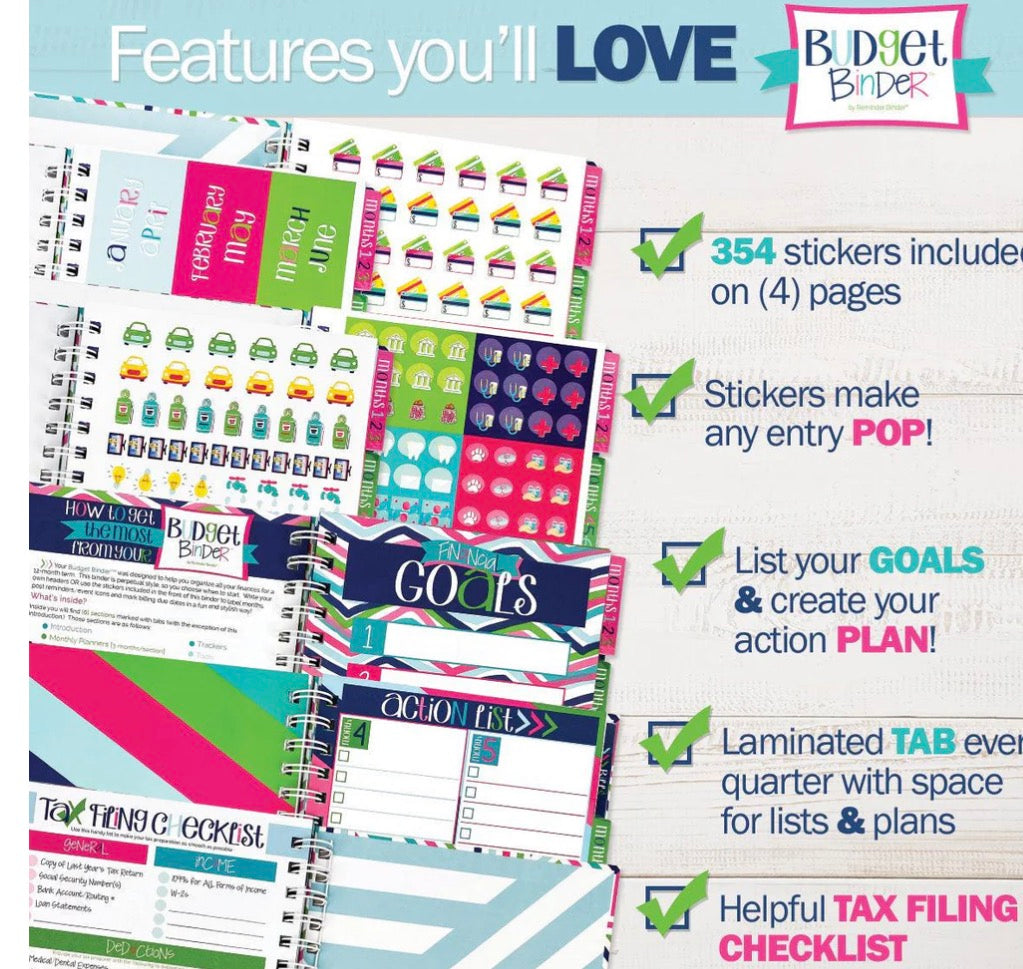 Budget Binder™ Financial Planner – 12-Month Workbook with Stickers & Money Tracking Tools