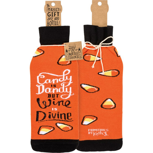 Candy Is Dandy But Wine Is Divine Bottle Sock